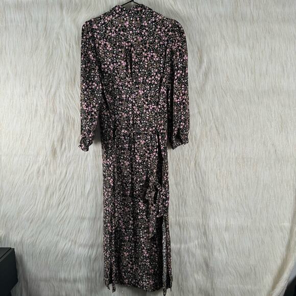 J. Crew Tie-Waist Midi Shirt Dress Fall Garden Floral Long Sleeve Casual Size 4 - Picture 7 of 14